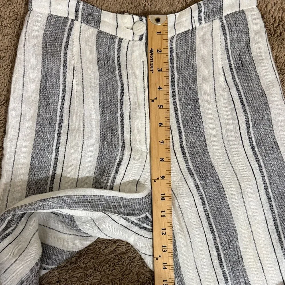 Reformation Striped High Rise Wide-Leg Linen Pants Size 0 Coastal Resort Boho